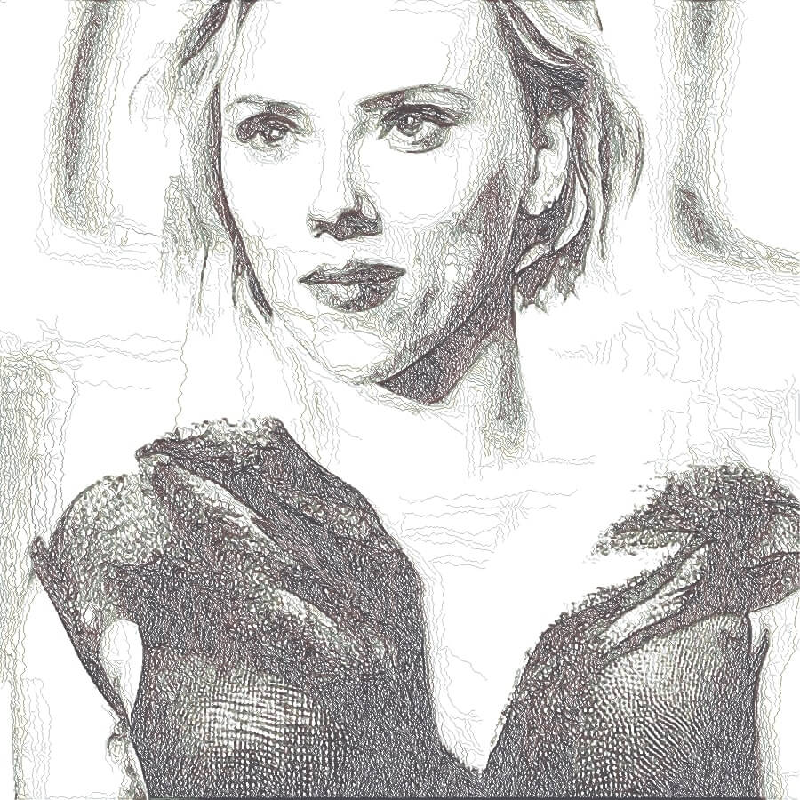 Scribble sketch of actress.