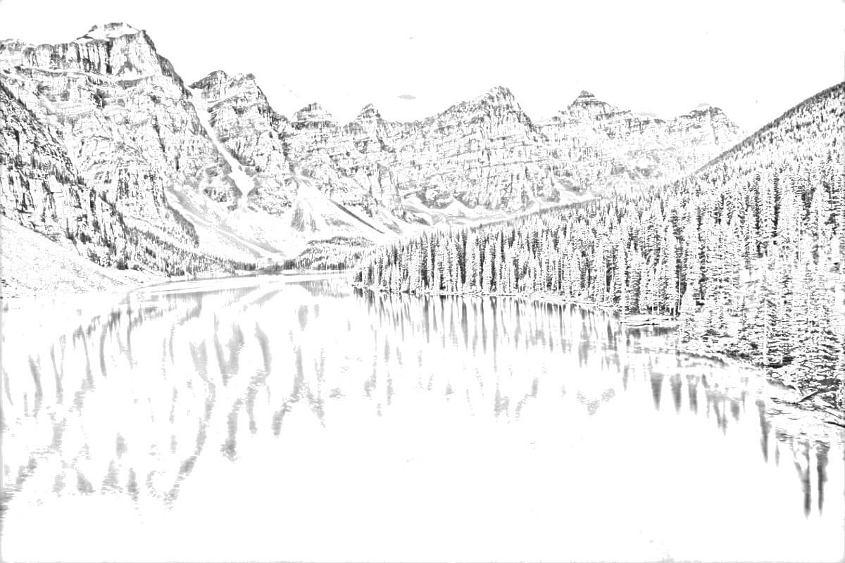 Sketch of Banff mountain landscape.