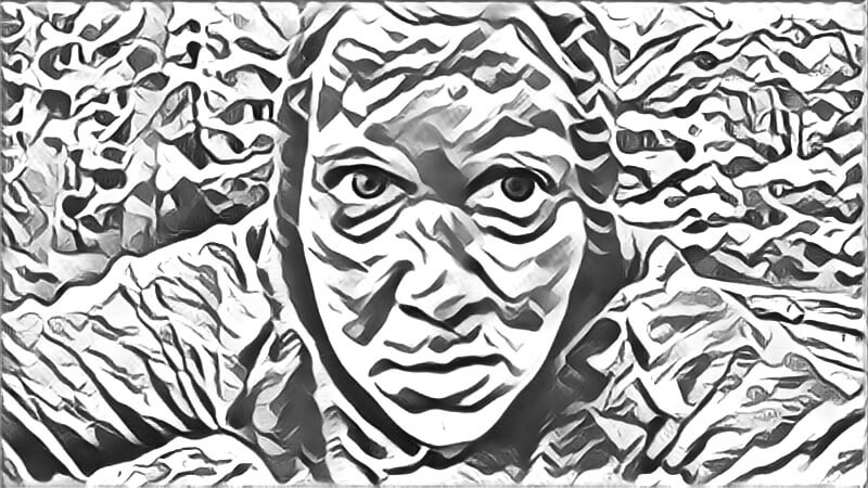 Drawing from a selfie with a view of the woods behind me.