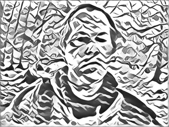 A selfie with woods in the background. Turned a bad webcam photo into an abstract drawing.