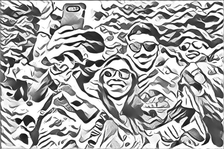 Group photo turned into a drawing.