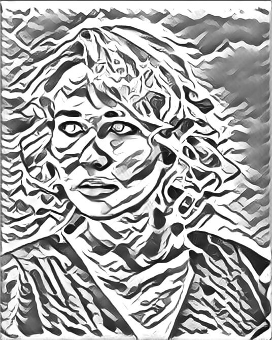 Semi abstract drawing of a woman's face.