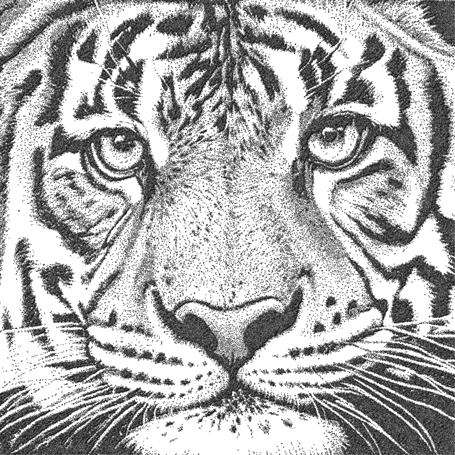 Tiger portrait, dot art.